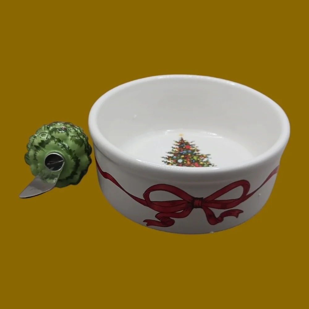 Martha Stewart dip mix set christmas bowl & knife